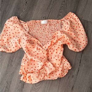 Polka Dot Puff Sleeve Top
